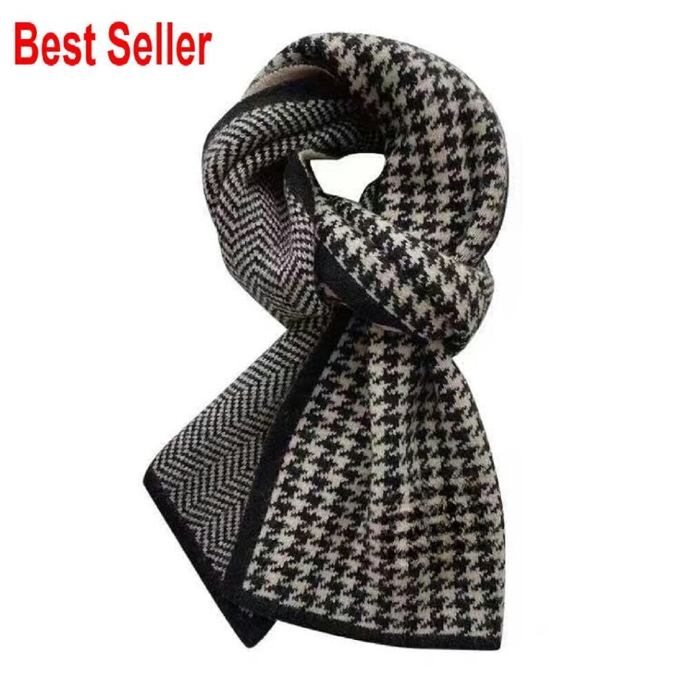 Cashmere Blend Plaid Scarf Classic Elegant Winter Warm Lightweight Soft